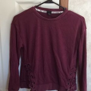 Maroon sweatshirt with side ties
